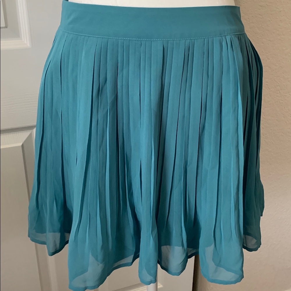 Candies Chiffon Pleated Skirt, Medium, Teal Blue